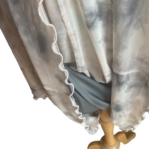 Allison Brittney Muted Long Sleeve Watercolor Sheer Midi Sheath Fairy Dress-L - Picture 5 of 13